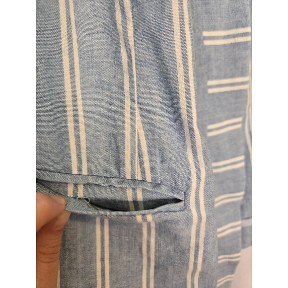 NWOT CHICO'S Cotton Blend Indigo Stripe Chambray Open Blazer Large Petite 12/14 - Picture 8 of 15